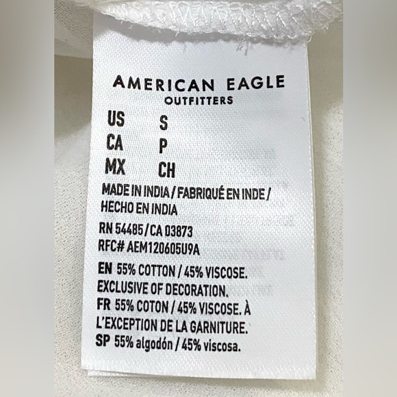 American Eagle Womens S Solid Classic White Ruffle  Sleeve Top Boho Classic - Picture 12 of 14